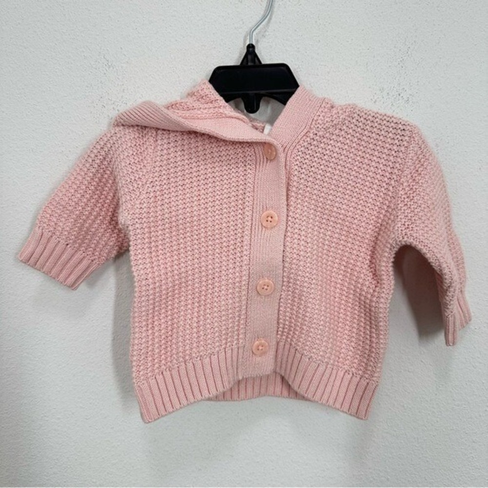 Nordstrom Light Pink Baby Girl Button Front Hooded Cardigan 3 Months NWT Summer